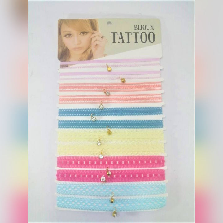 12 Pcs Lace Necklace - Ladies Neck band -  Cloth Necklace - Multicolor Gala Pati