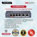 HIKVISION DS-3E0106P-E/M 4 Port Fast Ethernet Unmanaged POE Switch Transmission Network Switches Value Series-Store-and-forward switching-Solid high strength metal shell ethernet switch. 