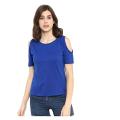 Pure Poly-Cotton Half Sleeves Ladies Cold shoulder off shoulder cut shoulder stylish tshirts t shirts tops shirts for women girls womens for summer latest design. 