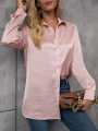 Pure Silk Long Sleeve Collared Blouse for Women, Retro Button-Down Shirt, Available in Multiple Sizes. 