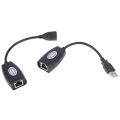 USB UTP Extender Adapter Over Single RJ45 Ethernet CAT5E 6 Cable Up to 150ft. 