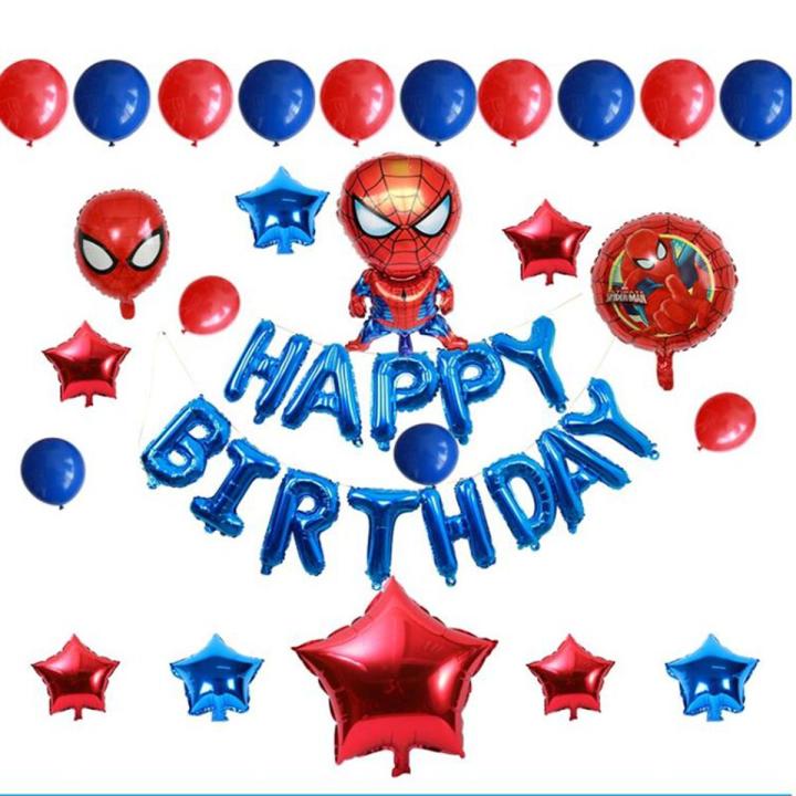 Spiderman Theme Birthday Decorations Balloon Set for Boys- Super Hero theme Spider man Party Supplies Pack (72 Pcs)