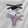 y Thongs Breathable Cross Strap Letter Panties. 