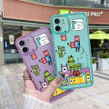JIUMOO Case For Infinix Hot 10 Play Case Fashion Cartoon Monster Cube Thin Shockproof Square Edge Silicone Casing Full Cover Camera Protect Cases Softcase. 
