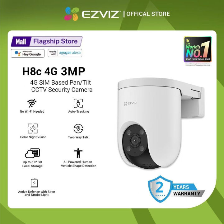 Ezviz by Hikvision H8C 4G 2K SIM Based 3MP Wireless IP Camera Outdoor Pan/Tilt Security CCTV Camera | Supports 4G Network |Human/Vehicle Shape Detection|Color Night Vision | Auto-Tracking | Weatherproof Design | Two-Way Talk | Supports Up to 512GB Storage