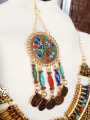 Afghani Jewelry Set – Colorful Handmade Gold-Plated Necklace, Earrings with or without Tikka for Women, Traditional Set. 
