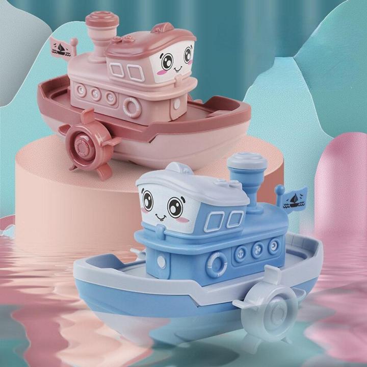 【HOT】 Cute Cartoon Ship Boat Clockwork Toy Baby Bath Toys Wind Up Toy Kids Water Toys Swimming Beach Game For Children Gifts Boys Toys