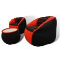 Relaxsit Sports Chair Fabric Bean Bag  Set: 2 Bean Bags Chairs with a Table: – Office and Living Room Seating Solution - Living Room Furniture Beanbag: bean bag for adults; bean bag sofa. 