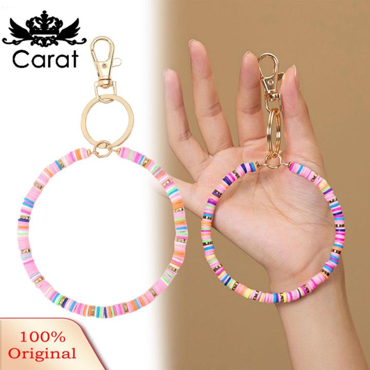 Carat Rainbow Keychain Colorful Polymer Clay Keychain Cute Unique Accessory for Phones Bags Id Card Holder Accessory