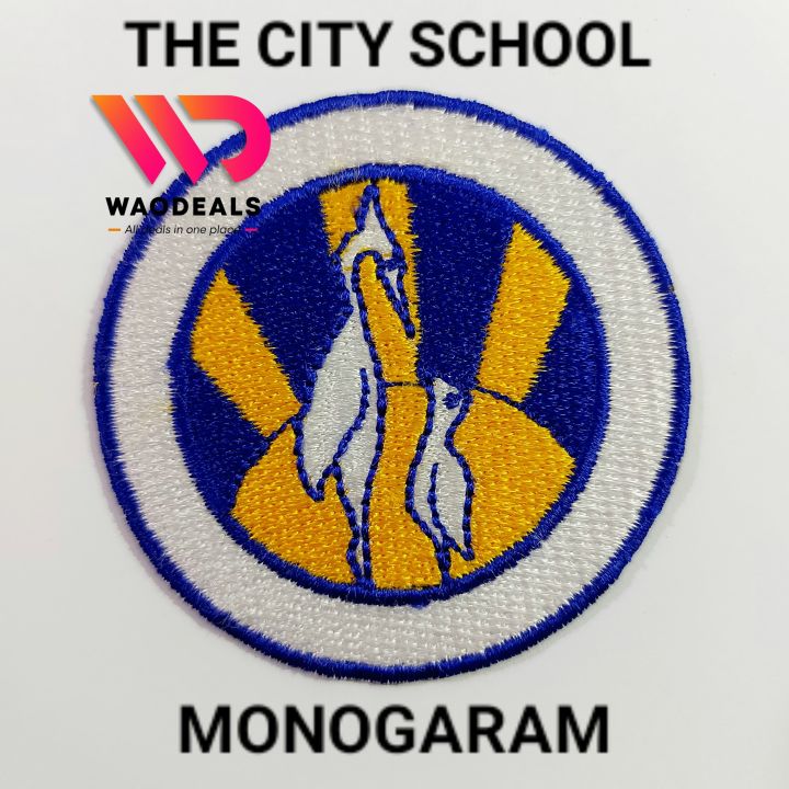 (TCS) The City School Uniform Monogram, Logo, High Quality Patch Embroidered Iron Base