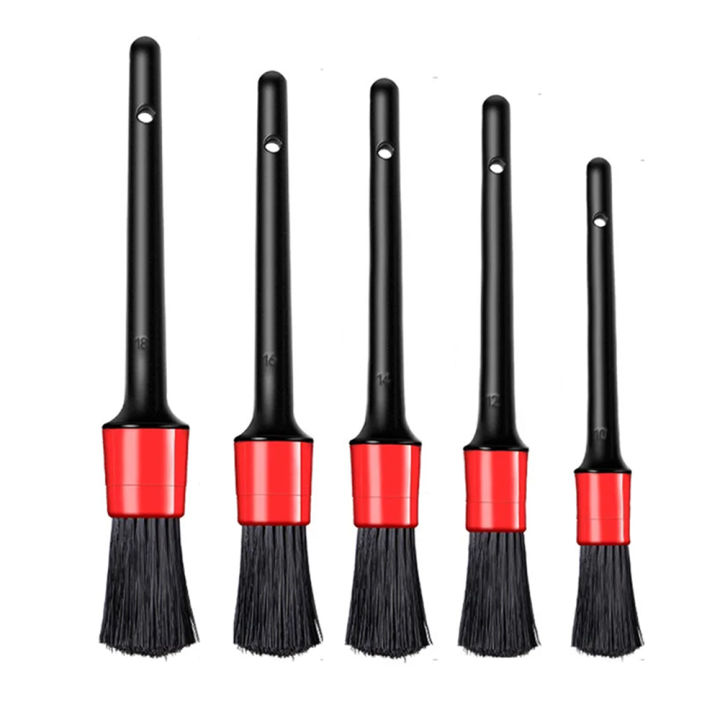 5pcs Car Cleaning Brush Kit - Car Detailing Brush - For Cleaning Wheels, Dashboard, Interior, Exterior Leather, Engine, Air Vents