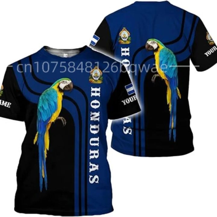 New Honduras Flag T- Shirt 3D Men And Women's Street Comfortable Sports Custom Name Round Neck Short Sleeve Top