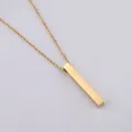New Long Rectangle Pendant Necklace Stainlees Steel Chain Necklace For Men Women Jewelry. 
