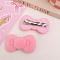 Headwear - For Girls Women - Fashion - Hair Ornaments - Sweet - Small Flocking Hairpins - Side Bangs Clip - Velvet Bowknot Hair Clips - Autumn Winter - Pink - Kawaii. 