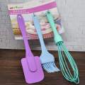 3 in 1 Silicone Kitchenware, 4-Piece Baking Kit, Basting Brush, Dough Spatula & Whisk,Mini Ginger Grater. 