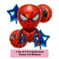5 Pcs  Spiderman Foil Balloons Set. 