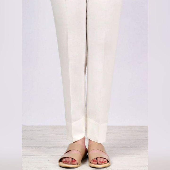 White Straight Trouser/Pant/Capri For Girls/Ladies-Non See Through Fabric