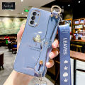 AnDyH New Wristband Phone Case For OPPO Reno 4 4G Popular Straight Edge Electroplating Shockproof Phone Case All Inclusive Lens Cover Maple Leaf Pattern Protective Case With Noble Lanyard. 