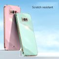 Biruiqu for Samsung Galaxy S8 Back Cover Luxury 6D Plating Frame Shiny Bling Phone Pounch Soft Silicone Square Phone Case. 