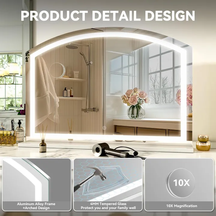 MR>A%20BRAND%20Vanity%20Mirror%20with%20Light,%2032"%20x%2024"%20Arched%20Led%20Makeup%20Mirror%20with%2010X%20Magnification,%20Tabletop%20Desk%20Mirror,%20Dimmable%203%20Colors%20Mode%20-%20Image%202