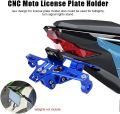 Blue Universal CNC Motorcycle License Plate Holder Frame With LED (Number plate holder)Aluminum Adjustable Universal Fitment Motorcycle Accessories -  Blue. 