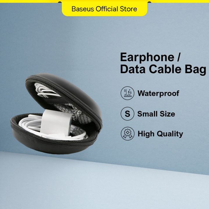 Baseus Portable Earphones Earbuds Carrying Bag Case Memory Card USB Cable Waterproof Organizer Box