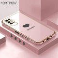 Hontinga for Tecno Pova 2 Back Cover Luxury 6D Plating Lover Heart Side Pattern Case Soft Silicone Square Phone Cases. 