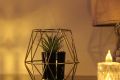 Modern Decorative Porcelain Flower Vase Metal Cage with Artificial Plant. 