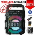 Original KTS 1057 Bluetooth Wireless Speaker / Support USB - SD Card / FM Radio / USB Charging / 3 inch Drive Size / Small Mini & Portable / Loud & Clear Sound System Loudspeaker / LED Disco Lighting / High Quality Stereo Bass Rechargeable Speakers. 