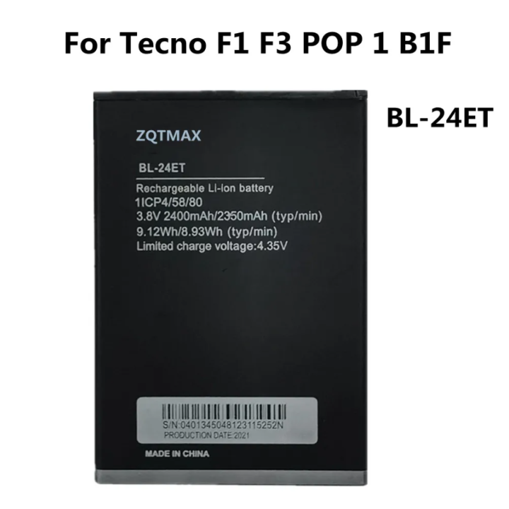 TECNO Pop 1 , Pop 2 , Pop 2F Battery Replacement BL-24ET Battery with 3.85V & 2400mAh Capacity