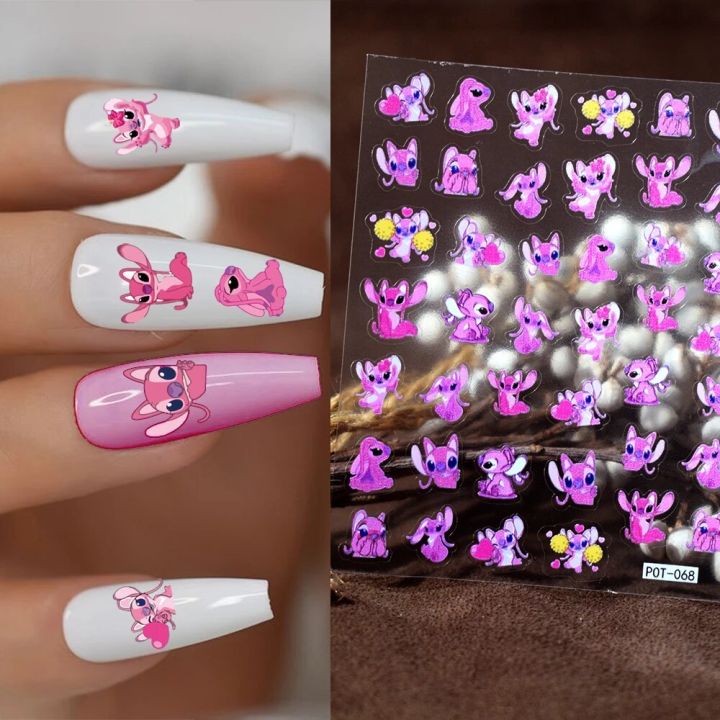 10PCS brand Craft Disney Style Nail Sticker Mickey Minnie Donald Duck Nail Slider Christmas Halloween Stitch Stitch Nail Decal