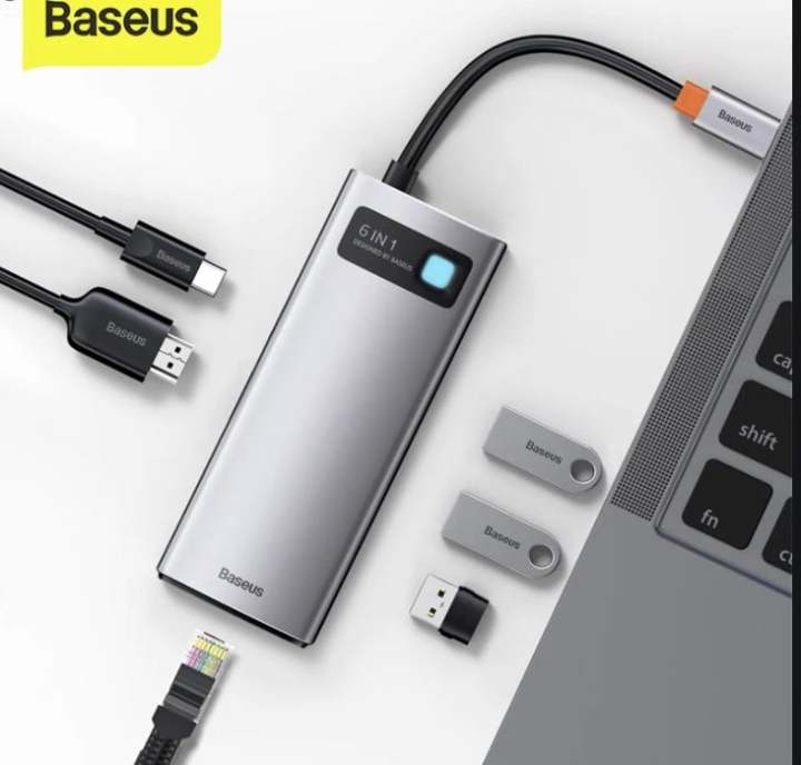 Baseus Metal Glam Series 6 in 1 Multifunctional Type-C HUB Docking Station CAHUB-CW0G