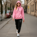 REVIBE - Pink Trendy Printed Tracksuit For Girls & Womens - Soft & Comfortable Fleece Fabric Hoodies For Girls. 