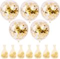 Pack Of 5 Confetti Balloons 12 Inch Clear Latex Party Balloons with Confetti Inside For Birthday, Wedding, Bridal Shower, Baby Shower And Graduation Party Decorations. 
