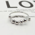 Stainless Steel Jewelry Fidget Rings Frosted Gold-Plated Spin Ball Spinner Open Adjustable Anxiety Ring for woman. 
