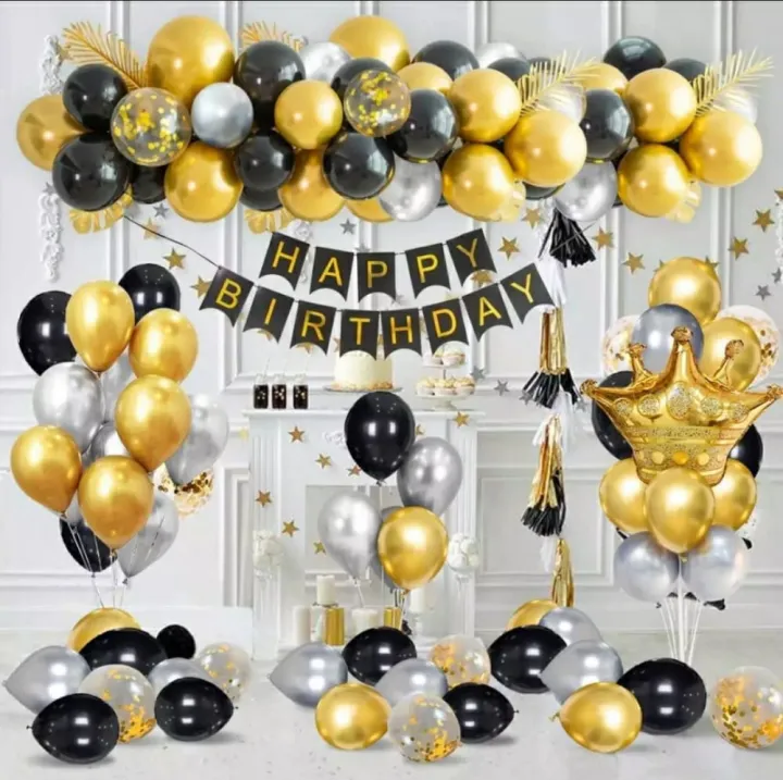 Happy%20Birthday%20Golden%20&%20Black%20Theme%20Complete%20Set%20(%20Including%20Birthday%20Banner%20+30%20Metallic%20balloons%20(Gold%20+%20Black%20&%20Silver%20)%20+5%20Pc%20Filled%20Confetti%20Balloons%20+%201%20pc%20Crown%20Foil%20Balloon%20)%20Birthday%20&%20Party%20Items%20Birthday%20Decorations%20-%20Birthday%20Home%20Decor%20-%20Image%202