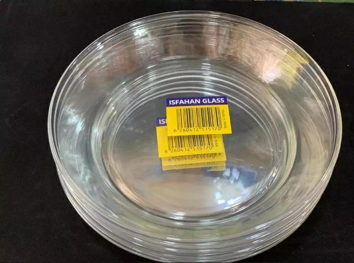 Set Of 6 Pieces Glassware  Nihaari Deep Plates , 19cm ,Microwave ,Oven Safe , Clear Glass