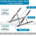 Adjustable laptop stands, Adjustable Height 7 Level, Foldable Laptop Stand  Aluminium metal Laptop Stand Solid Stand With Anti Slip Rubber Grips Portable Laptop Stand For all Size laptop Tablets and iOS Devices. 