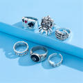 6Pcs   Rings Silver Color Rings Men's Jewelry Set Goth Skeleton Rings Billiards Jewelry. 