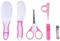 Baby Grooming Kit, Toes Fingernails Care, 6 pcs Baby Nail Kit Daily Care Set with Hair Brush, Hair Comb, Scissor, Nail Clipper, Nail Clipper Cover and Nail Scissor Handle Cover(Pink)(Blue). 