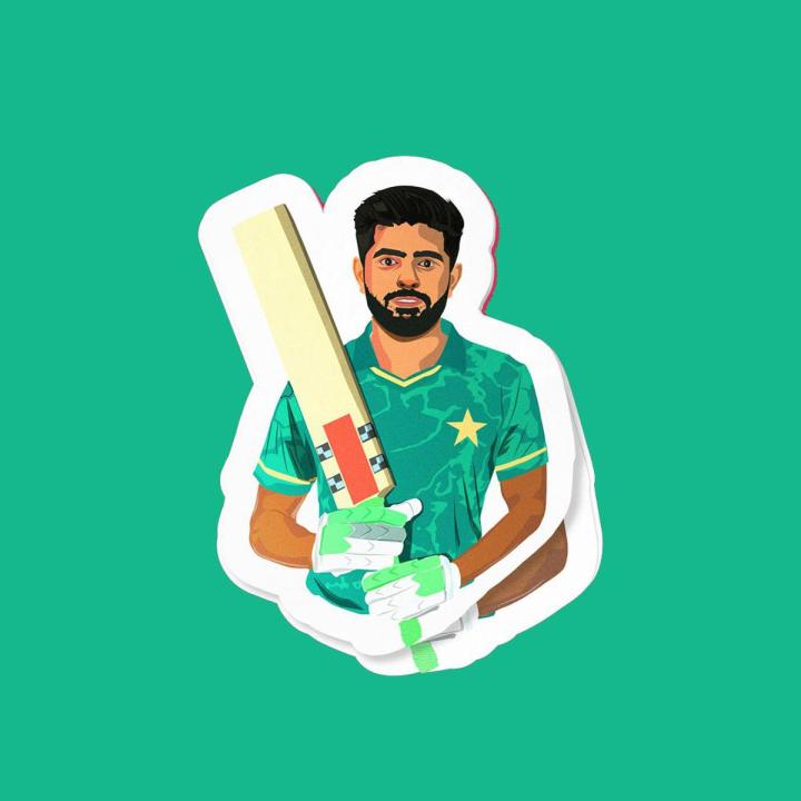 Babar Azam Sticker for Boys and Girls Cricket Fans Bobby No 1 (Pack of 2)