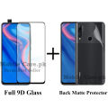 Huawei Y9 Prime 2019 / Honor 9X 9D Full Glue Tempered Glass + Carbon Fiber Back Matte Skin - 2-in-1 Combo Deal. 