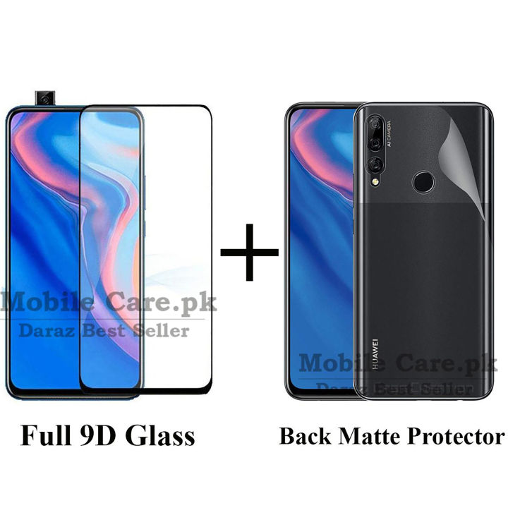Huawei Y9 Prime 2019 / Honor 9X 9D Full Glue Tempered Glass + Carbon Fiber Back Matte Skin - 2-in-1 Combo Deal