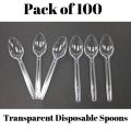 Disposable Spoons Transparent Plastic Spoons - Pack of 100. 