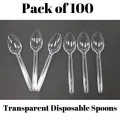 Disposable Spoons Transparent Plastic Spoons - Pack of 100. 