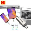 KODAK Type-C Dual USB 3.2 Flash Drive K273 128GB 256GB Memory Stick Pendrive 256GB 64GB U Disk. 