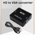1080P -Compatible to VGA Adapter Converter for PC Laptop TV Box Computer Display Projector Black. 