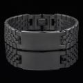Personalize Custom Name Men Stainless Steel Bracelet watch band Black Smooth Engrave Logo Id Bracelets Gift Jewelry. 