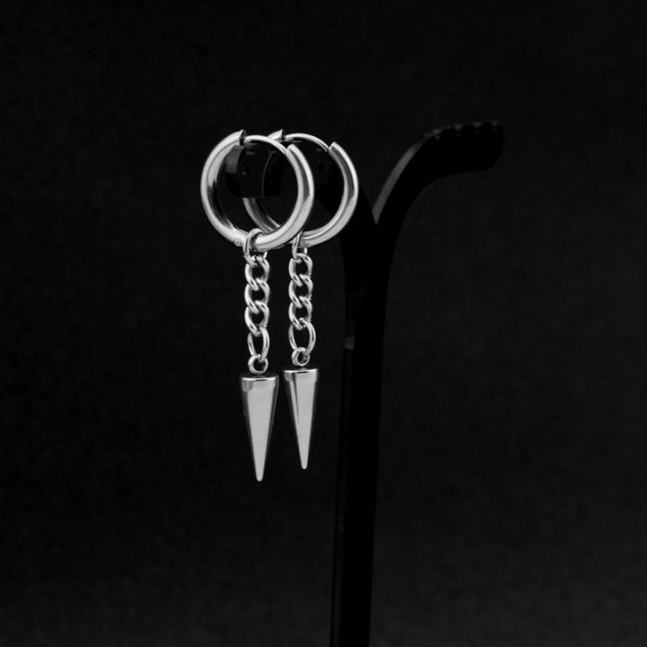 【Pocket king VOX 】N ES Titanium steel awl earrings chain awl personality neutral style male and female couple steel earrings ear clip wholesale