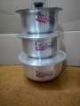 3 Pcs Small Degchi Set Baby Sauce Pots With Cover Lid Aluminum Metal Finishing. 